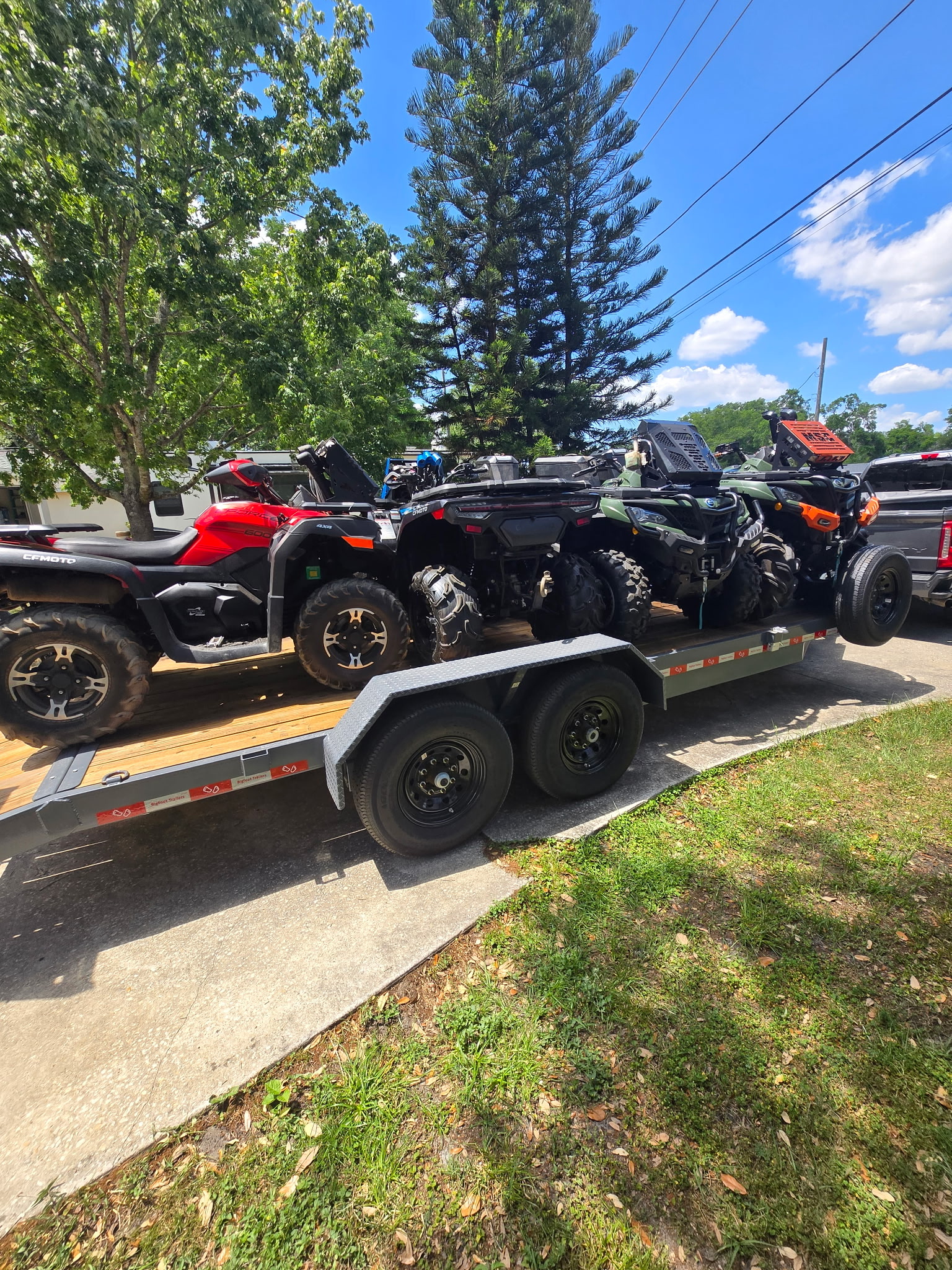 Multiple ATVs loaded on Grace and Grit car hauler trailer